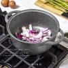 BINO Cookware Nonstick Stock Pot with Lid, 2.6 Quart – Speckled Gunmetal | THE CLASSIC COLLECTION | Premium Quality Nonstick Cast Aluminum Casserole Stockpot | Stay-Cool BAKELITE Handles | Non-Toxic
