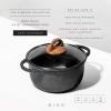 BINO Cookware Nonstick Stock Pot with Lid, 4.7 Quart – Speckled Black | THE CLASSIC COLLECTION | Premium Quality Nonstick Cast Aluminum Casserole Stockpot | Stay-Cool BAKELITE Handles | Non-Toxic