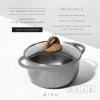 BINO Cookware Nonstick Stock Pot with Lid, 4.7 Quart – Speckled Gunmetal | THE CLASSIC COLLECTION | Premium Quality Nonstick Cast Aluminum Casserole Stockpot | Stay-Cool BAKELITE Handles | Non-Toxic
