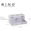 BINO Multi Purpose 3 Compartment Organizer with Tray – Makeup Brush Holder and Toothbrush Holder – Marble Bathroom Accessories (Matte Black)(Marble)