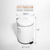 BINO Round Step Trash Can | Home or Office Bathroom Trash Cans with Lids | Kitchen Garbage Can with Non-Slip Stepper | Stainless Steel Small Trash Can with Lid | Matte White (1.3 Gallon/5 Liter)