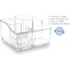 BINO ‘The Heiress’ 6 Compartment Jewelry and Makeup Organizer, Clear and Transparent Cosmetic Beauty Vanity Holder Storage