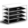 BINO | 4 Drawer Makeup Organizer | Lenox Avenue | THE MANHATTAN SERIES | Makeup Drawer Storage | Cosmetic Organizer | Plastic Vanity | Organizer Clear Makeup Organizers And Storage Cases | Acrylic