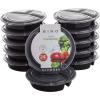 BINO | Food Containers with Cover | Black 12-Piece Set, 33 oz. 3 Compartments | Meal Storage Containers| Microwave-Safe, Freezer-Safe, and Dishwasher-Safe, BPA-Free Plastic Containers with Lids