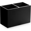 BINO | Multi-Purpose 2 Compartment Organizer – Elegant Makeup Brush & Toothbrush Holder for Bathroom and Vanity | Marble Stylish Accessories for Organization (Matte Black)(Matte Black)