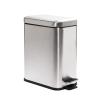 BINO | Rectangular Step Trash Can | 1.3 Gallon/5 Liter Stainless Steel Trash Can with Lid | Home or Office Bathroom Trash Cans with Lids | Kitchen Garbage Can with Non-Slip Stepper | Brushed Steel