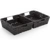 BINO 2 Pack Woven Resin Basket Organizer – Shelf Organizer with Built-in Carry Handles (Black, 2PK – L)