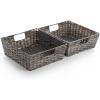 BINO 2 Pack Woven Resin Basket Organizer – Shelf Organizer with Built-in Carry Handles, Large – Light Grey