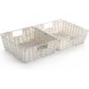 BINO 2 Pack Woven Resin Basket Organizer – Shelf Organizer with Built-in Carry Handles (White, 2PK – L)