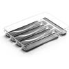 BINO 5-Slot Silverware Organizer for Drawer | Plastic Utensil Organizer for Kitchen Drawers | Silverware Tray for Drawer Organization | Utensil Kitchen Drawer Organizer w/Grip Lining (Aqua)(Grey)