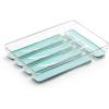 BINO 5-Slot Silverware Organizer for Drawer | Plastic Utensil Organizer for Kitchen Drawers | Silverware Tray for Drawer Organization | Utensil Kitchen Drawer Organizer w/Grip Lining (Aqua)(Aqua)