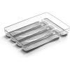 BINO 5-Slot Silverware Organizer for Drawer | Plastic Utensil Organizer for Kitchen Drawers | Silverware Tray for Drawer Organization | Utensil Kitchen Drawer Organizer w/Grip Lining (Aqua)(Light Grey)