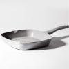 BINO Cookware Nonstick Grill Pan, 3.7 Quart – Matte Light Grey | THE WAVE COLLECTION | Premium Quality Nonstick Cast Aluminum Skillet | Stay-Cool BAKELITE™ Handles | Non-Toxic