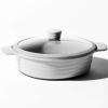 BINO Cookware Nonstick Low Stock Pot with Lid, 4.5 Quart – Matte Light Grey | THE WAVE COLLECTION | Premium Quality Nonstick Cast Aluminum Low Casserole | Stay-Cool BAKELITE Handles | Non-Toxic