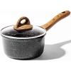 BINO Cookware Nonstick Saucepan with Lid, 1.5 Quart – Speckled Black | THE CLASSIC COLLECTION | Premium Quality Nonstick Cast Aluminum Cooking Pot Sauce Pot | Stay-Cool BAKELITE Handle | Non-Toxic