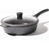 BINO Cookware Nonstick Saute Pan, 3.7 Quart – Matte Grey | THE WAVE COLLECTION | Premium Quality Nonstick Cast Aluminum Deep Frying Pan | Stay-Cool BAKELITE™ Handles | Non-Toxic
