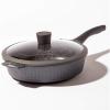 BINO Cookware Nonstick Saute Pan, 3.8 Quart – Matte Grey | THE DIAMOND COLLECTION | Premium Quality Nonstick Cast Aluminum Deep Frying Pan | Stay-Cool BAKELITE™ Handles | Non-Toxic