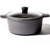 BINO Cookware Nonstick Stock Pot with Lid, 10.3 Quart – Matte Grey | THE WAVE COLLECTION | Premium Quality Nonstick Cast Aluminum Dutch Oven Casserole Stockpot | Stay-Cool BAKELITE Handles | Non-Toxic
