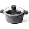 BINO Cookware Nonstick Stock Pot with Lid, 2.5 Quart – Matte Grey | THE DIAMOND COLLECTION | Premium Quality Nonstick Cast Aluminum Casserole Stockpot | Stay-Cool BAKELITE Handles | Non-Toxic