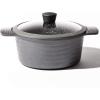 BINO Cookware Nonstick Stock Pot with Lid, 2.5 Quart – Matte Grey | THE WAVE COLLECTION | Premium Quality Nonstick Cast Aluminum Dutch Oven Casserole Stockpot | Stay-Cool BAKELITE Handles | Non-Toxic