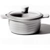 BINO Cookware Nonstick Stock Pot with Lid, 2.5 Quart – Matte Light Grey | THE WAVE COLLECTION | Premium Quality Nonstick Cast Aluminum Casserole Stockpot | Stay-Cool BAKELITE Handles | Non-Toxic