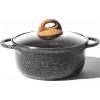 BINO Cookware Nonstick Stock Pot with Lid, 2.6 Quart – Speckled Black | THE CLASSIC COLLECTION | Premium Quality Nonstick Cast Aluminum Casserole Stockpot | Stay-Cool BAKELITE Handles | Non-Toxic