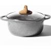 BINO Cookware Nonstick Stock Pot with Lid, 2.6 Quart – Speckled Gunmetal | THE CLASSIC COLLECTION | Premium Quality Nonstick Cast Aluminum Casserole Stockpot | Stay-Cool BAKELITE Handles | Non-Toxic