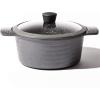 BINO Cookware Nonstick Stock Pot with Lid, 4.5 Quart – Matte Grey | THE WAVE COLLECTION | Premium Quality Nonstick Cast Aluminum Dutch Oven Casserole Stockpot | Stay-Cool BAKELITE Handles | Non-Toxic