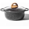 BINO Cookware Nonstick Stock Pot with Lid, 4.7 Quart – Speckled Black | THE CLASSIC COLLECTION | Premium Quality Nonstick Cast Aluminum Casserole Stockpot | Stay-Cool BAKELITE Handles | Non-Toxic