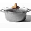 BINO Cookware Nonstick Stock Pot with Lid, 4.7 Quart – Speckled Gunmetal | THE CLASSIC COLLECTION | Premium Quality Nonstick Cast Aluminum Casserole Stockpot | Stay-Cool BAKELITE Handles | Non-Toxic