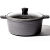 BINO Cookware Nonstick Stock Pot with Lid, 6.5 Quart – Matte Grey | THE WAVE COLLECTION | Premium Quality Nonstick Cast Aluminum Dutch Oven Casserole Stockpot | Stay-Cool BAKELITE Handles | Non-Toxic