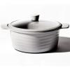 BINO Cookware Nonstick Stock Pot with Lid, 6.5 Quart – Matte Light Grey | THE WAVE COLLECTION | Premium Quality Nonstick Cast Aluminum Casserole Stockpot | Stay-Cool BAKELITE Handles | Non-Toxic