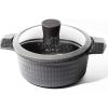 BINO Cookware Nonstick Stock Pot with Lid, 6.8 Quart – Matte Grey | THE DIAMOND COLLECTION | Premium Quality Nonstick Cast Aluminum Casserole Stockpot | Stay-Cool BAKELITE Handles | Non-Toxic