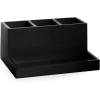 BINO Multi Purpose 3 Compartment Organizer with Tray – Makeup Brush Holder and Toothbrush Holder – Marble Bathroom Accessories (Matte Black)(Matte Black)