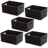 BINO Plastic Basket, Small White, 5 Pack – Rectangular Cabinet Organizer, Multi-Use Storage Basket, Drawer and Cabinet-Friendly, Portable, Durable, Space Efficiency, Stock Management(Black)