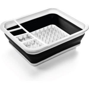 BINO | Collapsible Dish Drying Rack, Large – White | Space Saving Folding Dish and Cutlery Drainer for Kitchen | BPA-Free Dish Rack for Drying Crockery and Cutlery | Kitchen and Camping Accessories