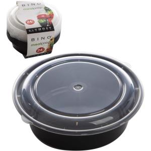 BINO | Food Containers with Cover | Black 12-Piece Set, 33 oz. 1 Compartment | Meal Storage Containers| Microwave-Safe, Freezer-Safe, and Dishwasher-Safe, BPA-Free Plastic Containers with Lids