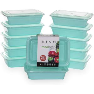 BINO | Food Containers with Cover | Light Blue 12-Piece Set, 33 oz. 1 Compartment | Meal Storage Containers| Microwave-Safe, Freezer-Safe, and Dishwasher-Safe, BPA-Free Plastic Containers with Lids