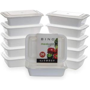 BINO | Food Containers with Cover | White 12-Piece Set, 33 oz. 1 Compartment | Meal Storage Containers| Microwave-Safe, Freezer-Safe, and Dishwasher-Safe, BPA-Free Plastic Containers with Lids