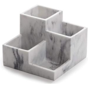 BINO | Multi Purpose 4 Compartment Organizer – Make up Organizer for Vanity – Makeup Holders for Bathroom – Toiletry Countertop – Toothbrush and Bathroom Accessories Holder – Matte Black(Matte Marble)