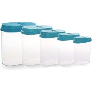 BINO 10-Piece Multi-Purpose Flip Lid Container Set – Kitchen Pantry Cereal & Dry Food Storage, Red
