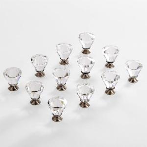 BINO 12-Pack Crystal Cabinet Knobs Drawer Pull Handles – 1.25″ Diameter (32mm), Satin Nickel – Dresser Knobs for Dresser Drawers Crystal Knobs and Pulls Handles