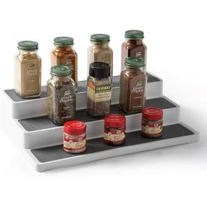 BINO 3-Tiered Spice Rack Organizer, White, Plastic, Portable, 14.6″ L x 9.5″ W x 3.4″ H