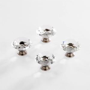BINO 4-Pack Crystal Drawer Knobs – 1.5″ Diameter (38mm), Satin Nickel – Dresser Knobs for Dresser Drawers Crystal Knobs and Pulls Handles