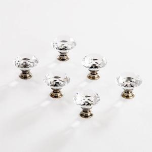 BINO 6-Pack Crystal Drawer Knobs – 1.25″ Diameter (32mm), Bronze – Dresser Knobs for Dresser Drawers Crystal Knobs and Pulls Handles