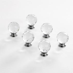 BINO 6-Pack Crystal Drawer Knobs – 1.25″ Diameter (32mm), Chrome – Dresser Knobs for Dresser Drawers Crystal Knobs and Pulls Handles