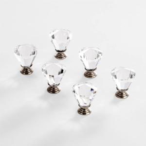 BINO 6-Pack Crystal Drawer Knobs – 1.25″ Diameter (32mm), Satin Nickel – Dresser Knobs for Dresser Drawers Crystal Knobs and Pulls Handles