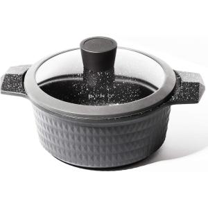 BINO Cookware Nonstick Stock Pot with Lid, 6.8 Quart – Matte Grey | THE DIAMOND COLLECTION | Premium Quality Nonstick Cast Aluminum Casserole Stockpot | Stay-Cool BAKELITE Handles | Non-Toxic