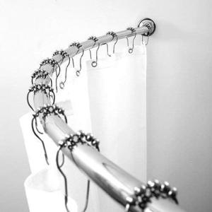 BINO Expandable Curved Shower Curtain Rod | Polished Chrome 48″to 72″Extendable Shower Rod | Adjustable Shower Curtain Rod with Screw-Mounted Hardware | Easy Install, Rust-Resistant Curtain Rods