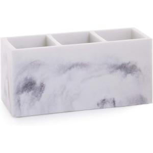 BINO Multi Purpose 3 Compartment Organizer – Makeup Container Organizers – Compartment Organizer for Makeup Brushes, Home and Office Supplies – Matte Marble(Matte Marble)